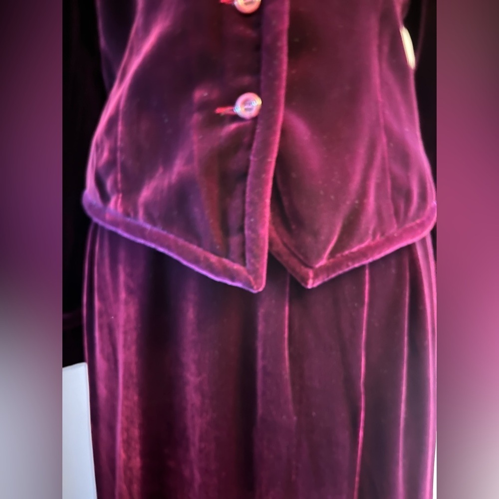 Vintage Gothic Velvet Jacket & Skirt Sz 10 Eggplant Purple Silk Goth - Picture 7 of 16